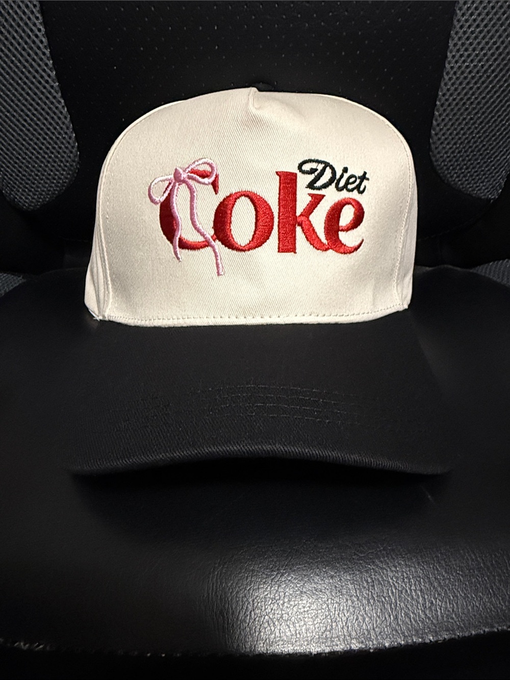 Diet Coke Embroidered Trucker Hat - Cream & Black